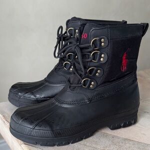 Polo by Ralph Lauren Crestwick Black Winter Snow Boots with Red Logo